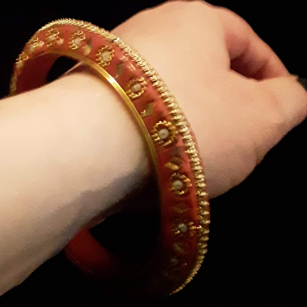 Orange moroccan bangle bracelet